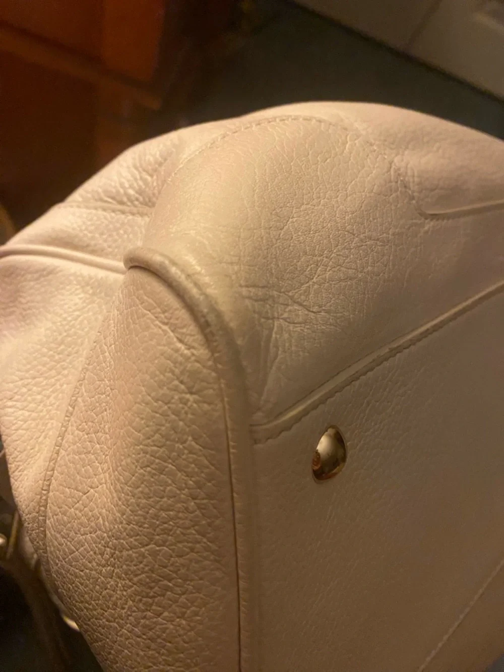 Vintage Banana Republic Cream Leather Shoulder Satchel